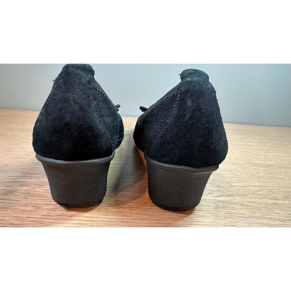 Anne Klein Sport AKCaria Black Wedge Flats Bow Comfort Shoes 7M